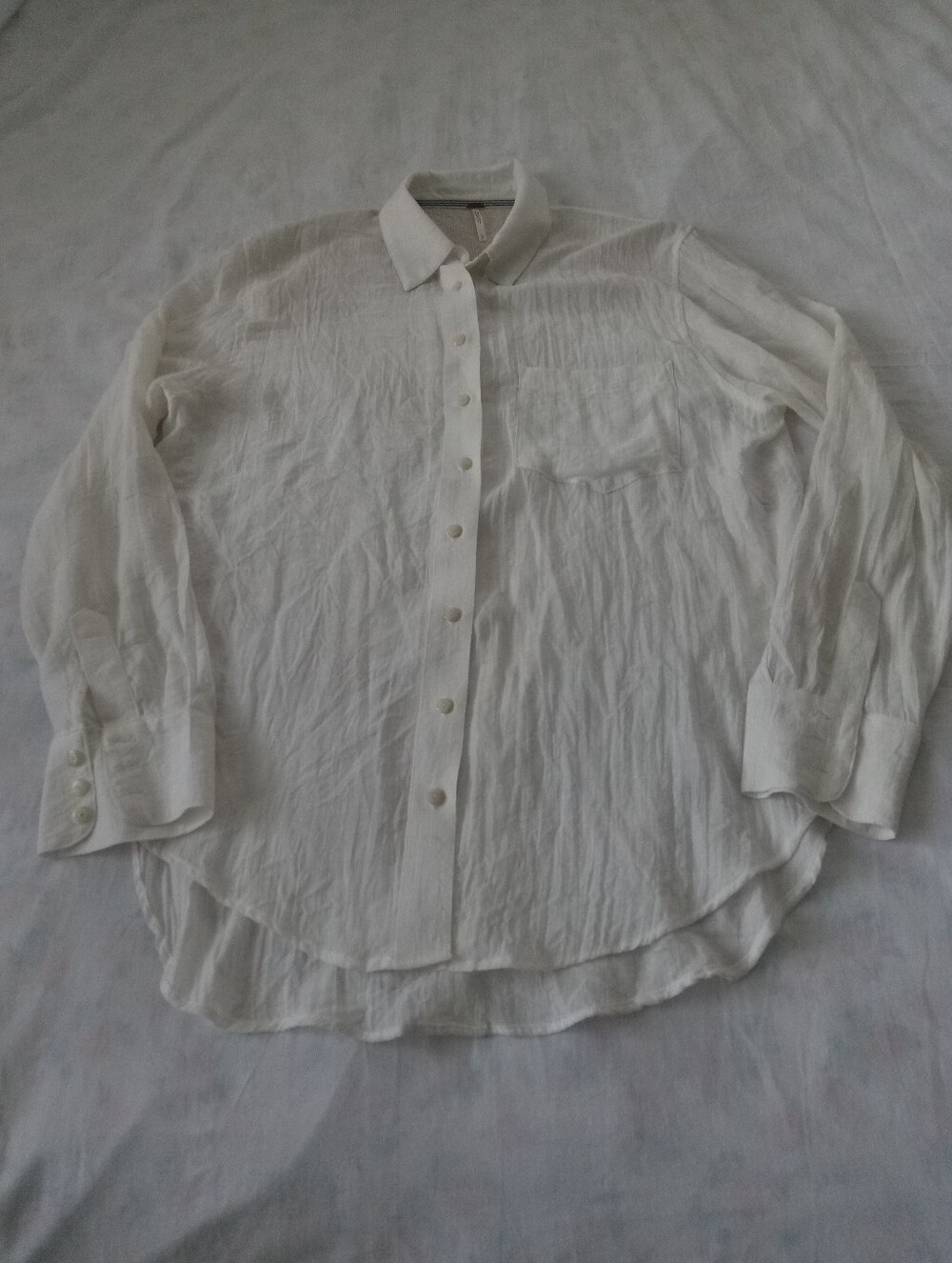 Free People White Long-Sleeve Button Front Shirt